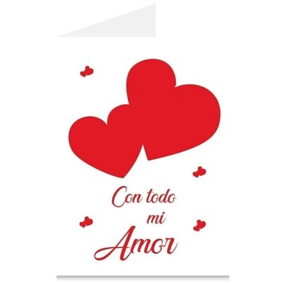 Tarjeta Con todo Mi amor LOVE 9x6 cm