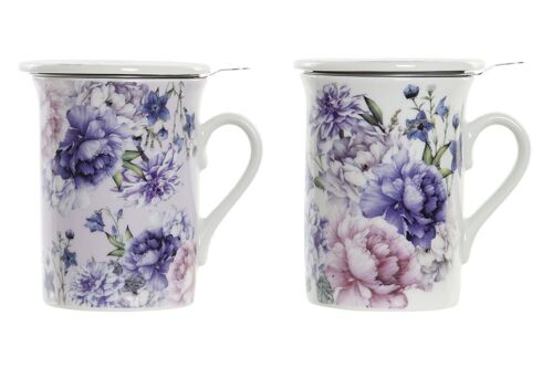 MUG INFUSIONES PORCELANA 11X8,5X11 280ML, FLORES 2 PC194427