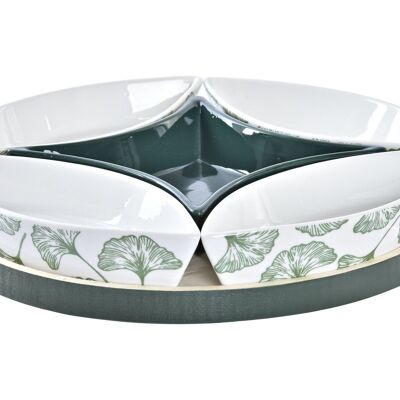 TABLA APERITIVO SET 6 GRES MDF 22X22X1 HOJAS VERDE PC194668