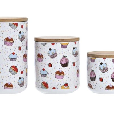 SET 3 VASI STONEWARE BAMBOO 10X10X17 PASTELLI MULTICOLORE PC194672