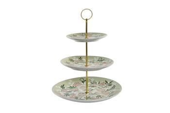 COUPE A FRUITS METAL PORCELAINE 27X27X34 3 ETAGES VERT PC200256 1