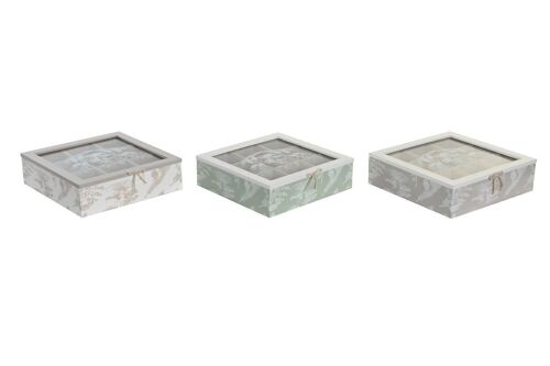 CAJA INFUSIONES MDF CRISTAL 24,5X24,5X6 3 SURT. PC200278