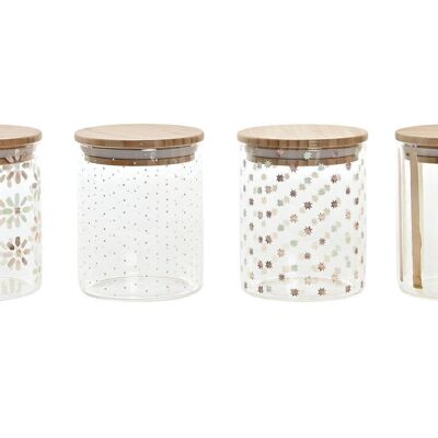 BAMBOO BOROSILICATE JAR 10X10X12,5 700 ML, 4 ASSORTMENTS. PC200297