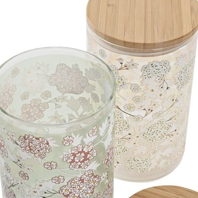 BAMBOO BOROSILICATE JAR 10X10X17 1L, 2 ASSORTMENTS. PC200301