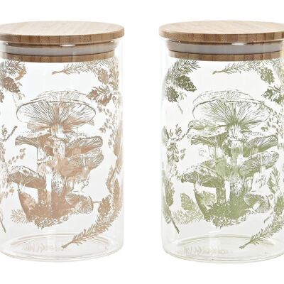 BAMBOO BOROSILICATE JAR 10X10X17 1L, 2 ASSORTMENTS. PC200304