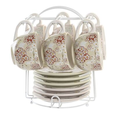 SET CAFÉ 6 DOLOMITE MÉTAL 20X18X20 180 ML VERT PC200312