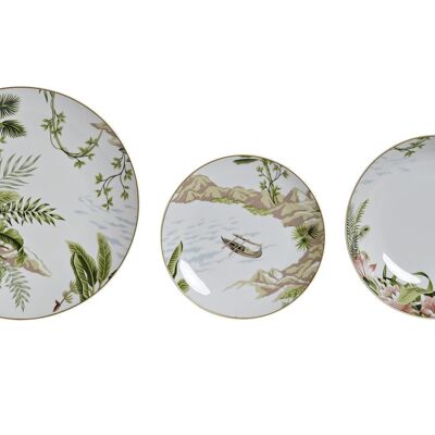 TABLEWARE SET 18 PORCELAIN 27X27X3 TROPICAL GREEN PC200774