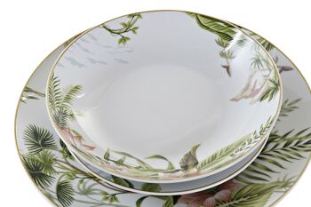 SET 18 VAISSELLE PORCELAINE 27X27X3 VERT TROPICAL PC200774 2