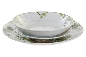 SET 18 VAISSELLE PORCELAINE 27X27X3 VERT TROPICAL PC200774 4