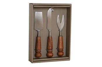 COUTEAU SET 3 INOX ACACIA 2,75X1,5X18,5 FROMAGE PC201820 2