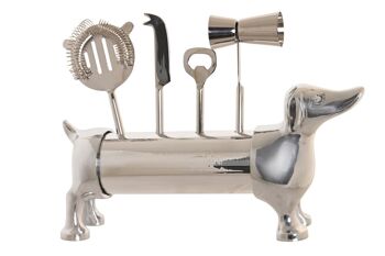 COCKTAIL SET 4 INOX 37X9X18 CHIEN CHROME ARGENT PC201822 5