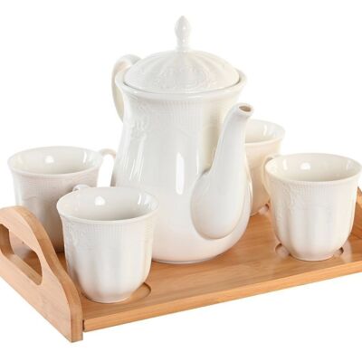 CAFE SET 6 BAMBOU PORCELAINE 29X20X22 BLANC PC202300