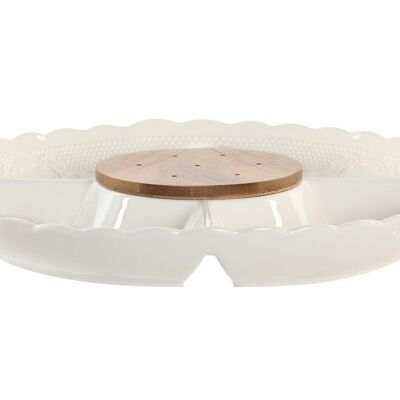 BANDEJA PORCELANA BAMBU 25,5X25,5X3 BLANCO PC202302