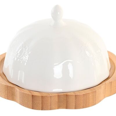 BAMBOO PORCELAIN BUTTER DISH 17,5X17,5X10 WHITE PC202307
