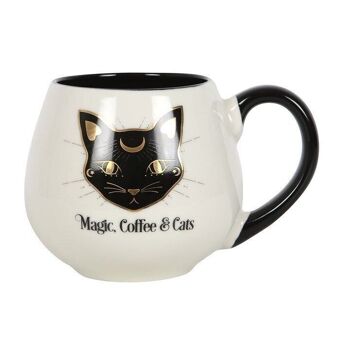 Tasse arrondie Magie, café et chats 2