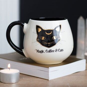 Tasse arrondie Magie, café et chats 3