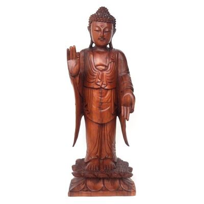 Bouddha debout en bois d'acacia naturel