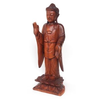 Bouddha debout en bois d'acacia naturel 2