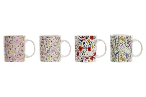 MUG PORCELANA NEW BONE 12X8X9 320ML FLORES 4 SURT. PC194978