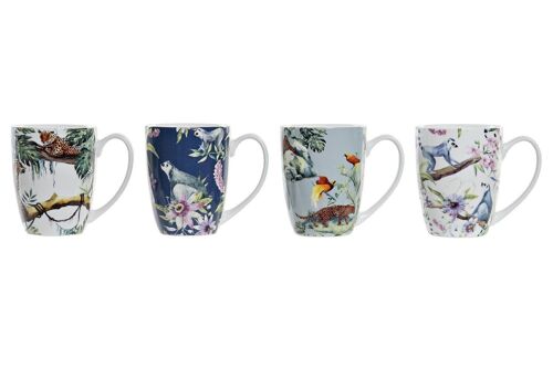 MUG PORCELANA 12X8,2X10,6 400ML TROPICAL 4 SURT. PC194980