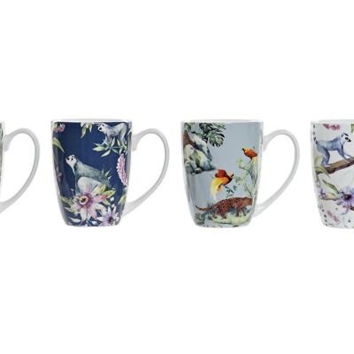 MUG PORCELAINE 12X8,2X10,6 400ML TROPICAL 4 ASSORTIMENTS. PC194980