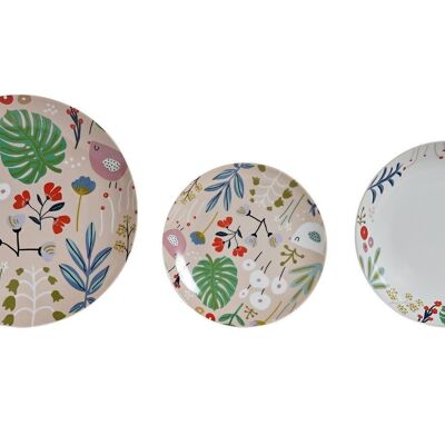 TABLEWARE SET 18 PORCELAIN 27X27X3 MULTICOLORED FLOWERS PC194987