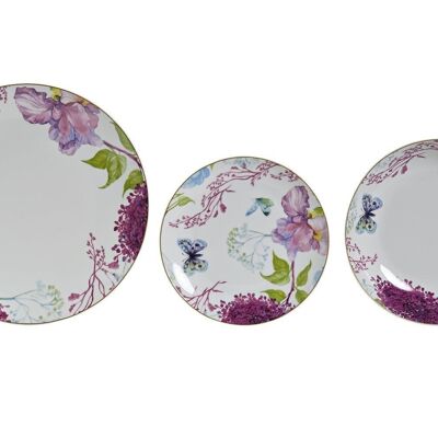 VAISSELLE 18 PORCELAINE 27X27X3 PAPILLON ROSE PC194989