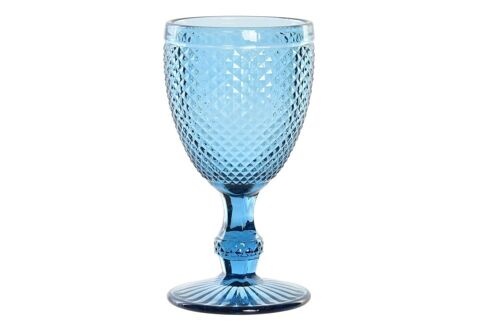 COPA CRISTAL 8X8X15,5 240ML, GRABADO AZUL PC195002