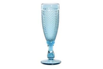 VERRE VERRE 7X7X20 150ML GRAVURE BLEU PC195004 1