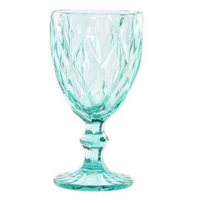 GLASS GLASS 8.7X8.7X17 325ML, TURQUOISE ENGRAVED PC195015