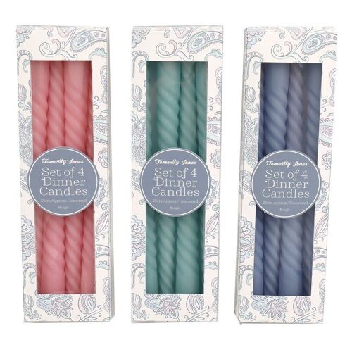 Pack of 4 Twisted Dinner Candles