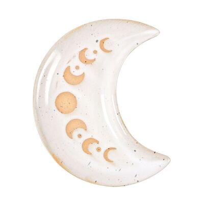 Bandeja de baratija de cerámica de media luna de fase lunar de 12 cm