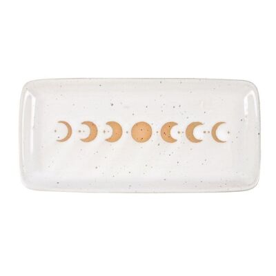 Bandeja de baratija de cerámica de fase lunar de 17 cm