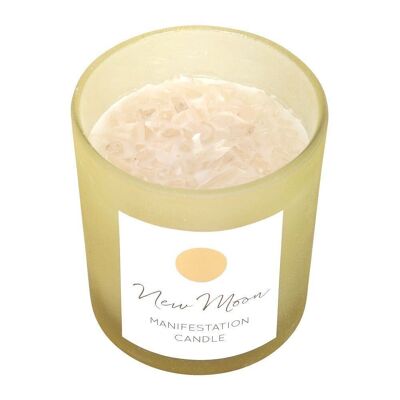 New Moon Wild Orange Manifestation Candela con quarzo trasparente