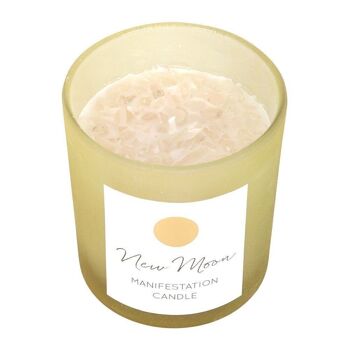 Bougie de manifestation New Moon Wild Orange avec quartz transparent 1