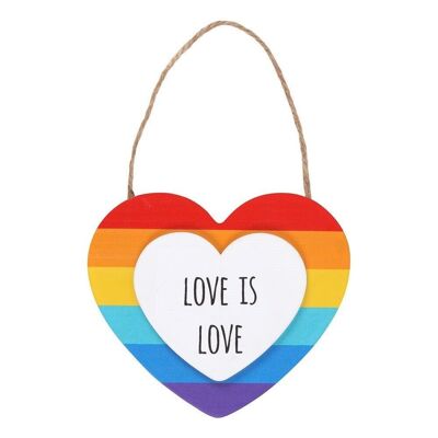 Love Is Love Signe de coeur arc-en-ciel suspendu