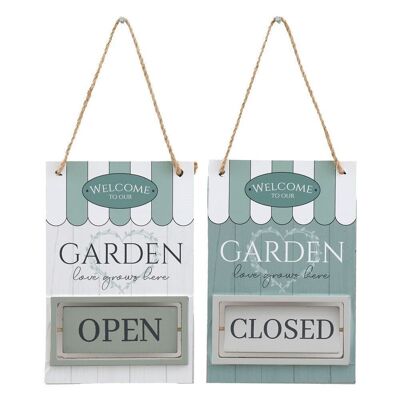 Letrero colgante de jardín abierto/cerrado de 18 cm
