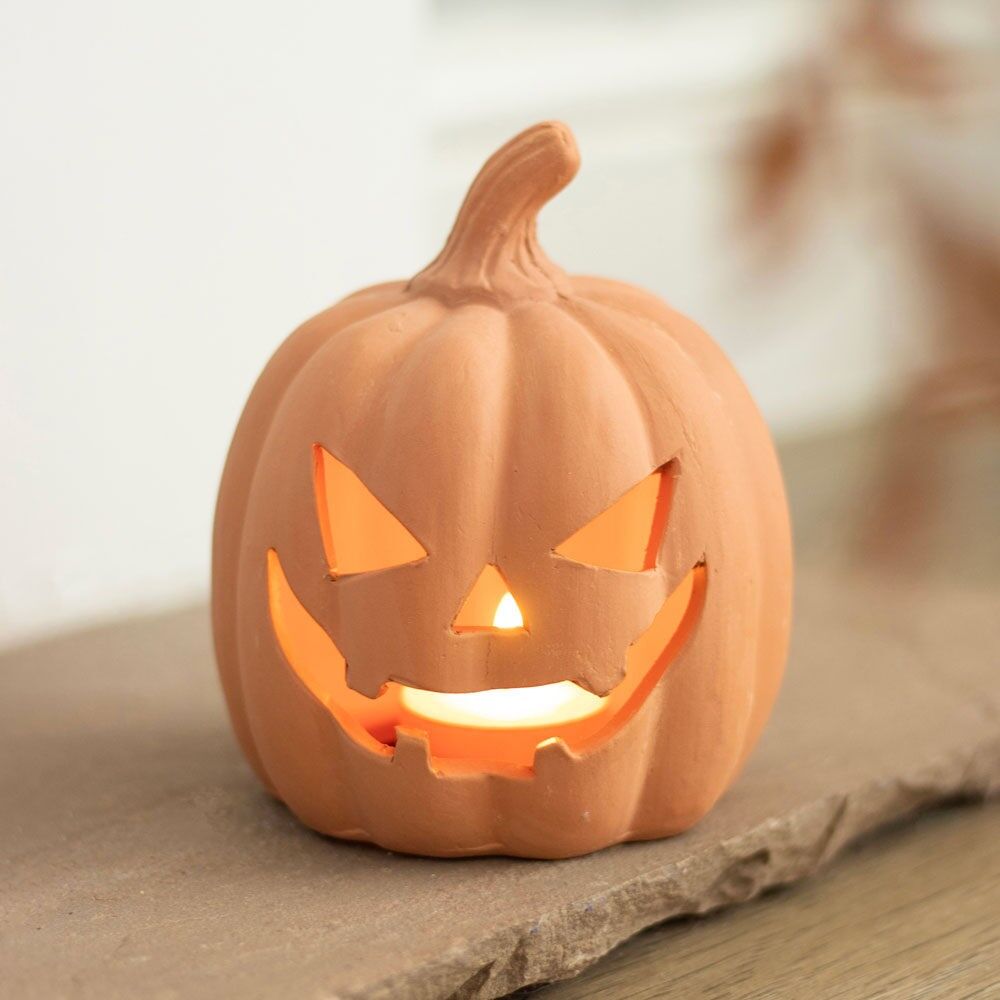 12.Decorazione di Halloween a forma di zucca in terracotta da 5 cm