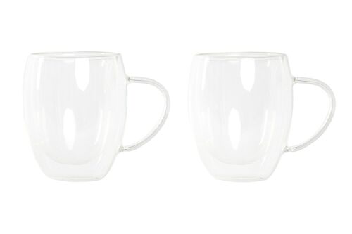 TAZA SET 2 CRISTAL 12,5X8,3X11,6 350ML DOBLE PARE PC202331