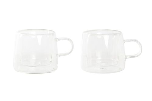 TAZA SET 2 CRISTAL 8X5,5X5,5 80ML, DOBLE PARE PC202332