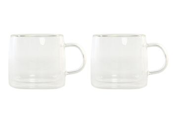 MUG SET 2 VERRE 8X8X8,3 260ML, DOUBLE STOP PC202333 1