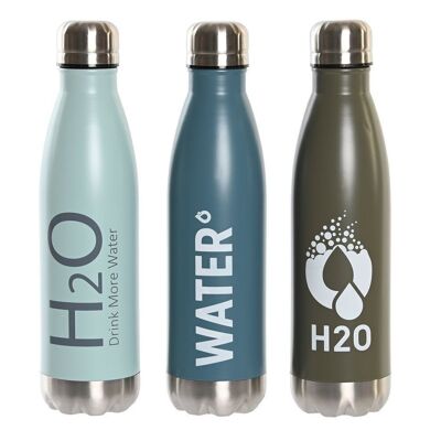 STAINLESS STEEL BOTTLE 7X7X26.5 500ML, DOUBLE WALL 3 ASSORTMENTS. PC202451