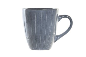 MUG GRÈS GLACÉ 13X9.5X10.5 380ML RAYURES BLEUES PC202479 1