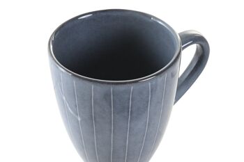 MUG GRÈS GLACÉ 13X9.5X10.5 380ML RAYURES BLEUES PC202479 2