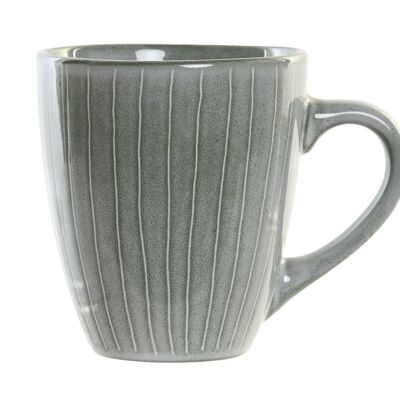 MUG GRÈS GLACÉ 13X9.5X10.5 380ML RAYURES VERTES PC202484