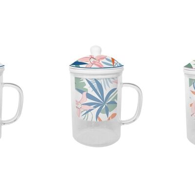 MUG VERRE INFUSIONS 12X8X15 300ML, 3 ASSORTIMENTS. PC202608