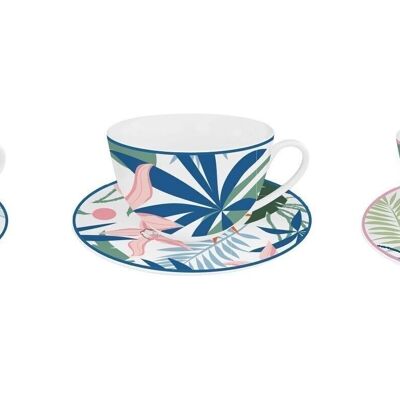 ENSEMBLE TASSES ET ASSIETTES PORCELAINE 14,5X14,5X7,5 220ML 3 SUR PC202610