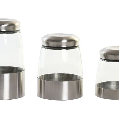 BOTE SET 3 CRISTAL INOX 12,5X12,5X21 PLATEADO PC202865