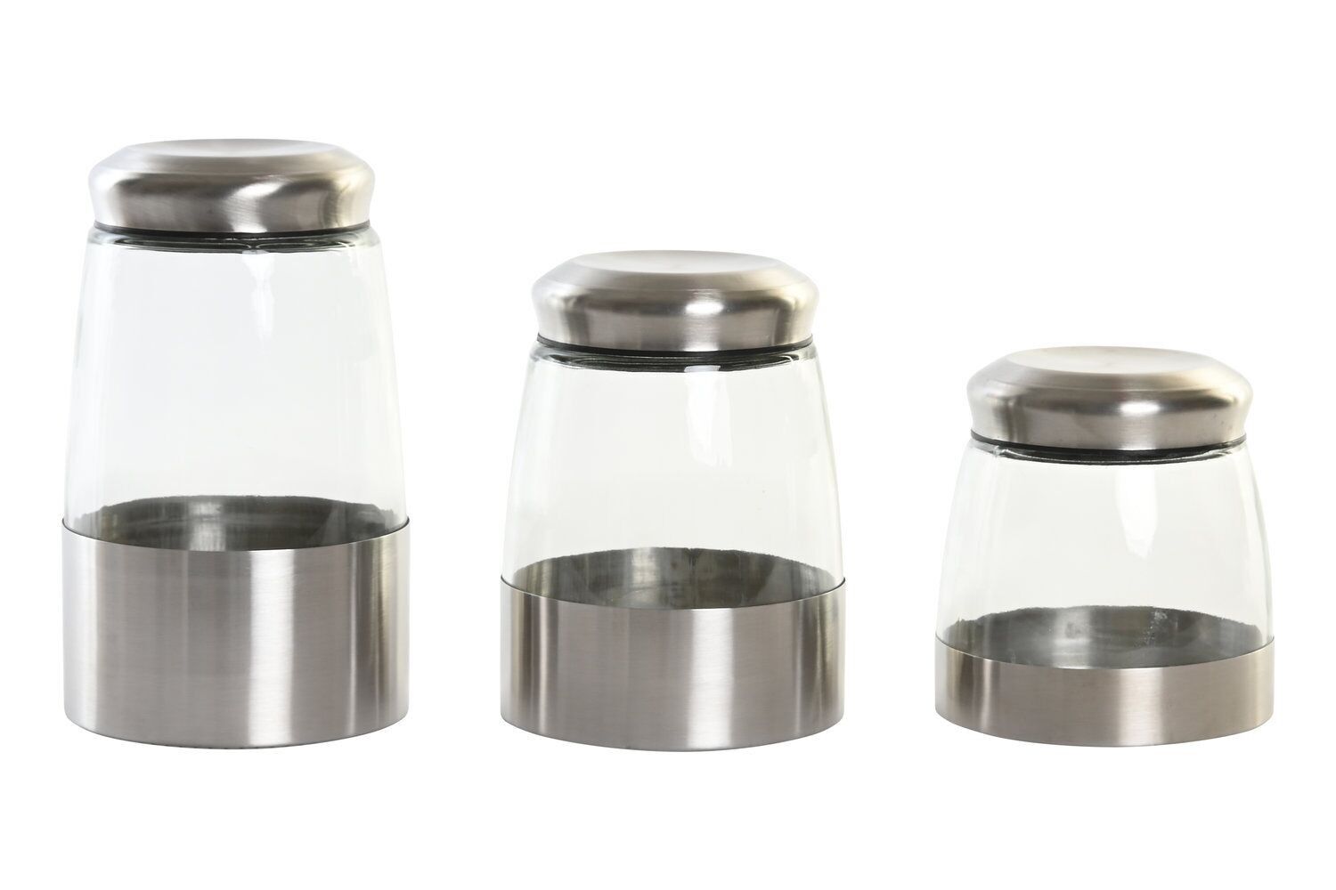 SET 3 GLASBEHÄLTER EDELSTAHL 12,5X12,5X21 SILBER PC202865