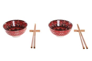 SUSHI SET 6 GRES BAMBOU 30X21X7 ROSE MANDALA PC202875 2